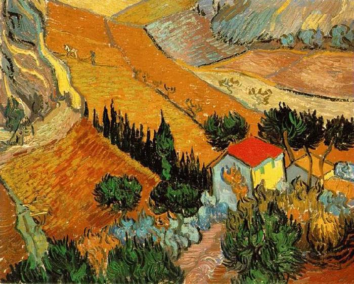 Vincent Van Gogh Valley with Ploughman Seen from Above China oil painting art